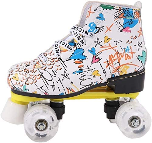 Yexati Graffiti pattini a rotelle quad bianchi donna US 5.5