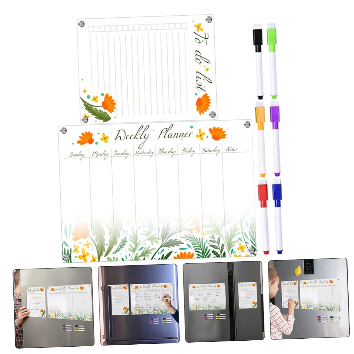 DOITOOL Lavagna Magnetica Frigo Cancellabile Set 2 Pezzi Riutilizzabile