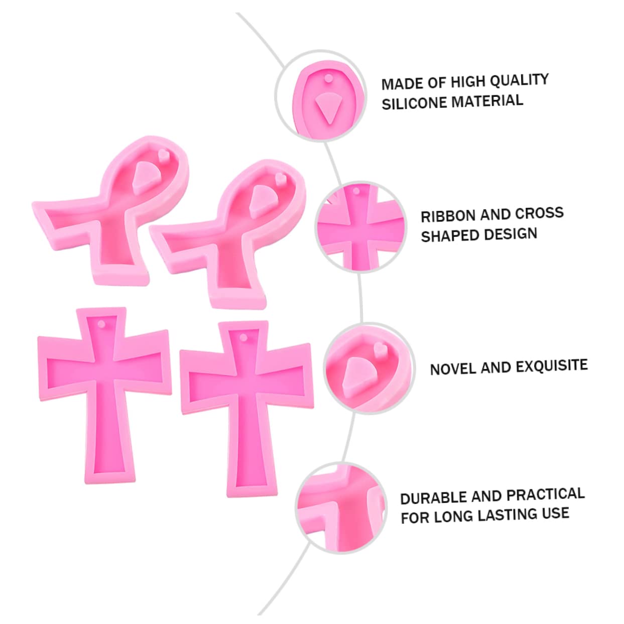 DOITOOL Stampo Silicone Croce Nastro Rosa 4 Pezzi