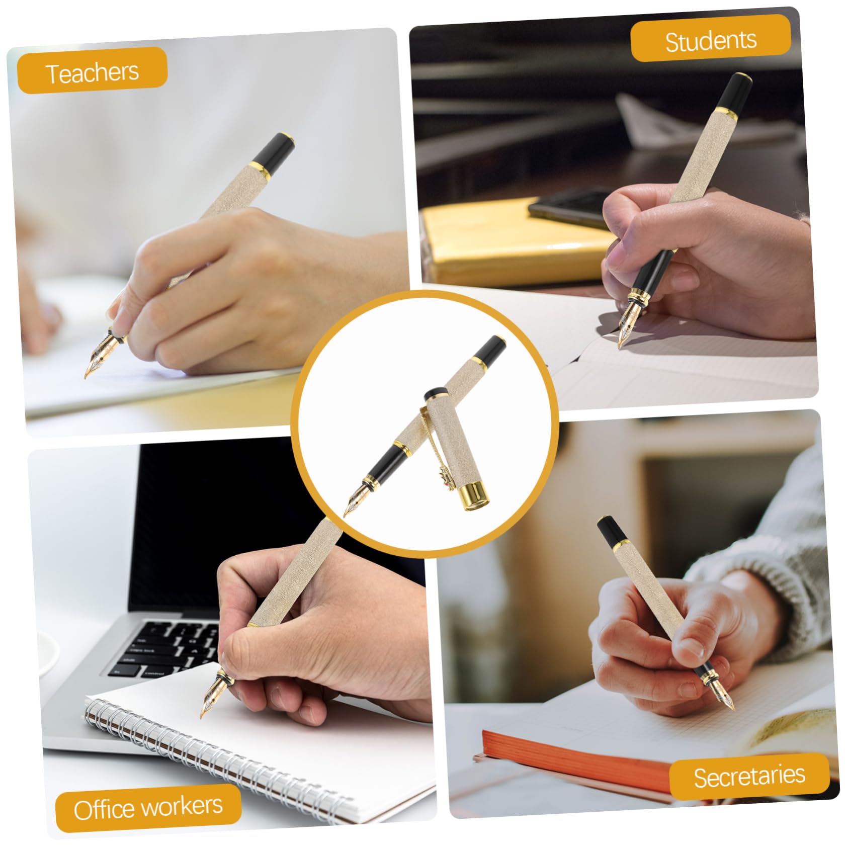 DOITOOL Penna Stilografica Ferro Beige Punta 0,7 mm con Coperchio