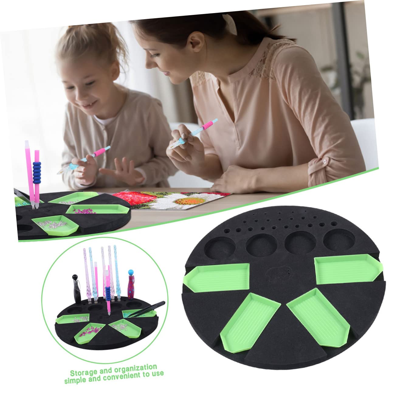 DOITOOL Vassoio Silicone Nero Diamond Painting 4 Piastre