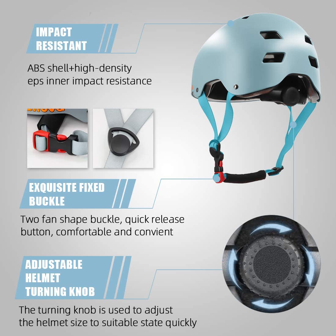 Yexati Casco Bici Skateboard 2 Imbottiture Multisport