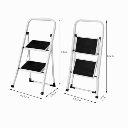 GrecoShop scaletta pieghevole 2 gradini antiscivolo 150 kg