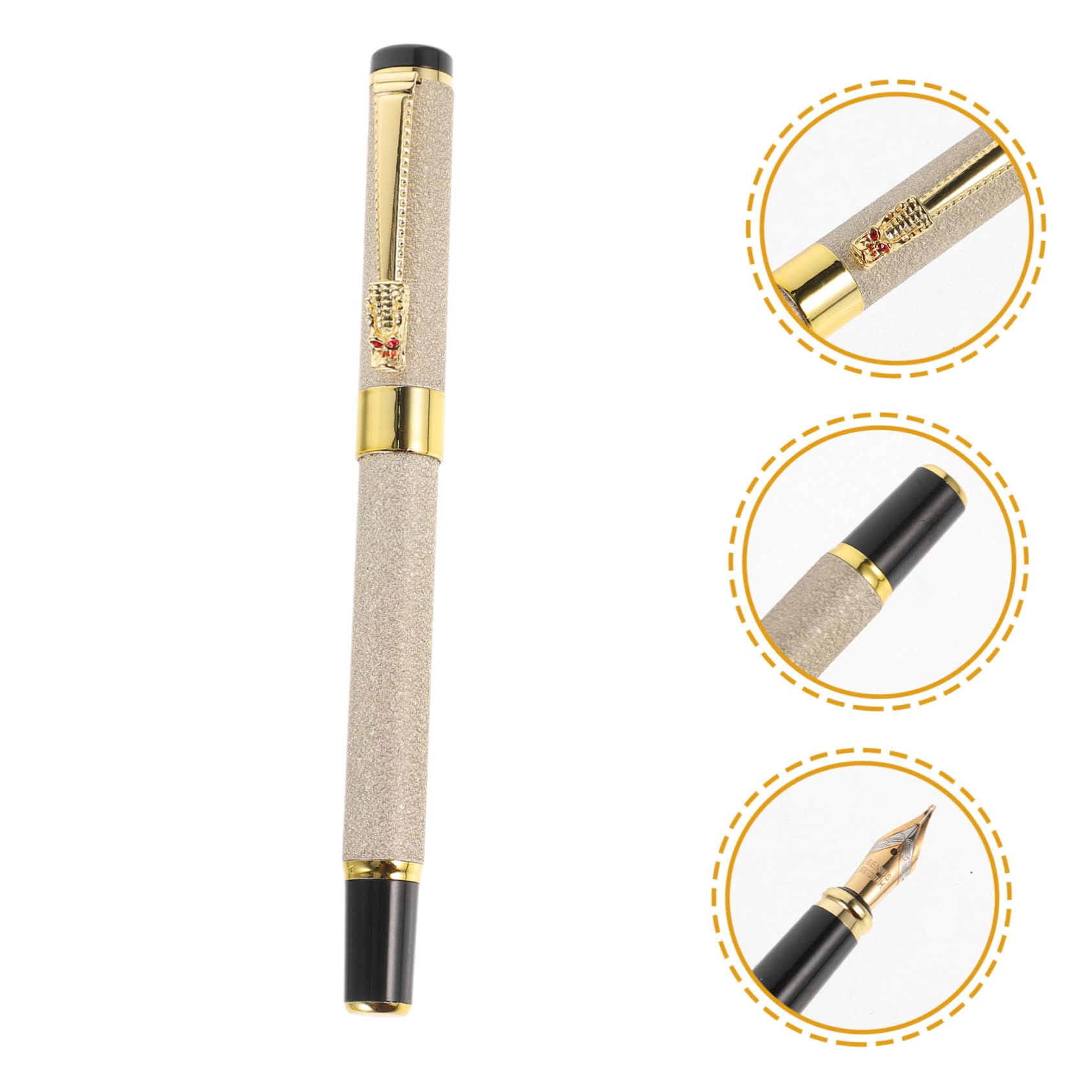 DOITOOL Penna Stilografica Ferro Beige Punta 0,7 mm con Coperchio