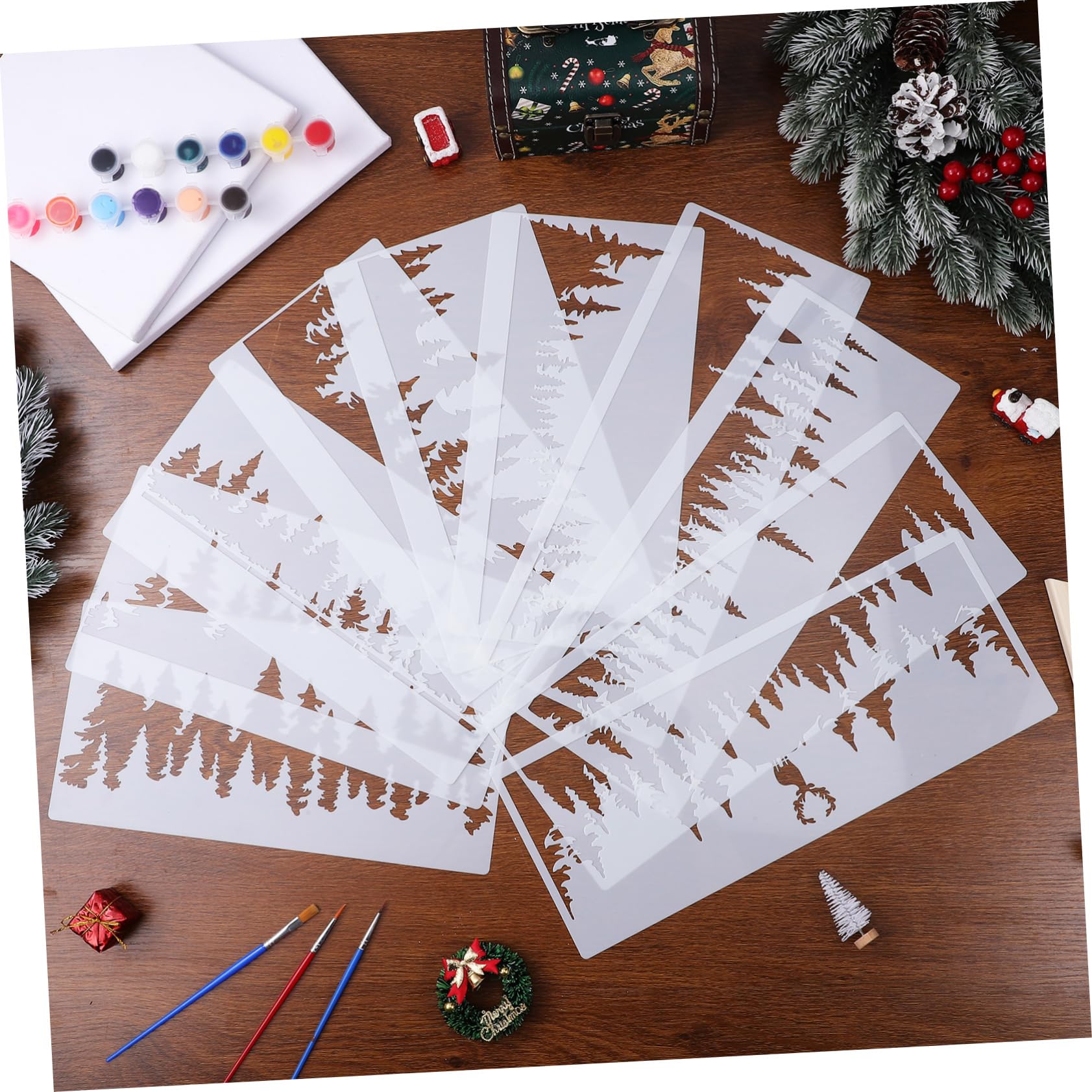 DOITOOL Stencil Alberi Natale Riutilizzabili Pittura 10 Pezzi