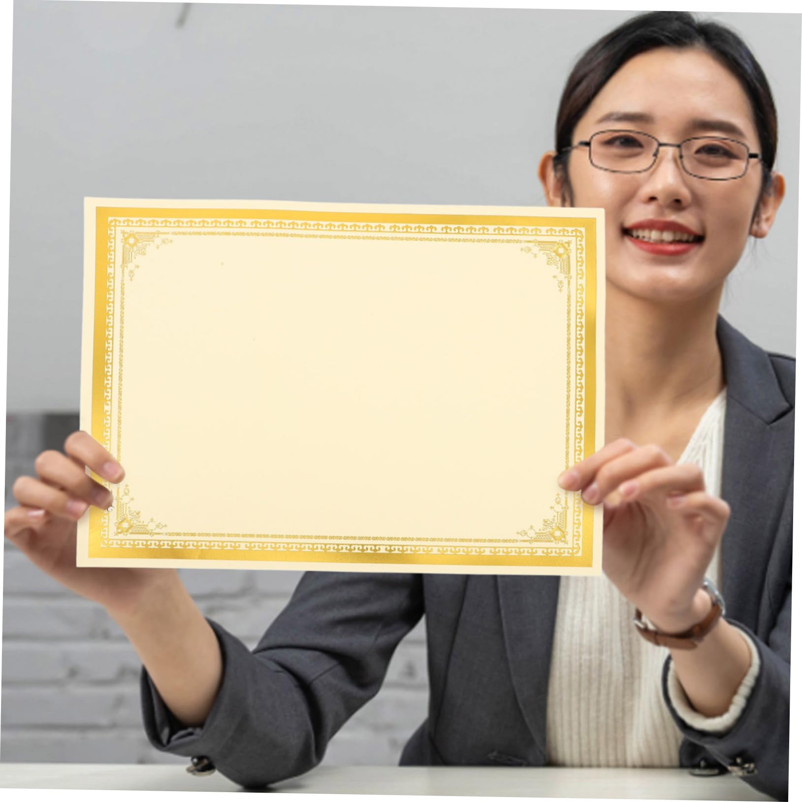 DOITOOL carta certificati bianca bordo oro 10 pz