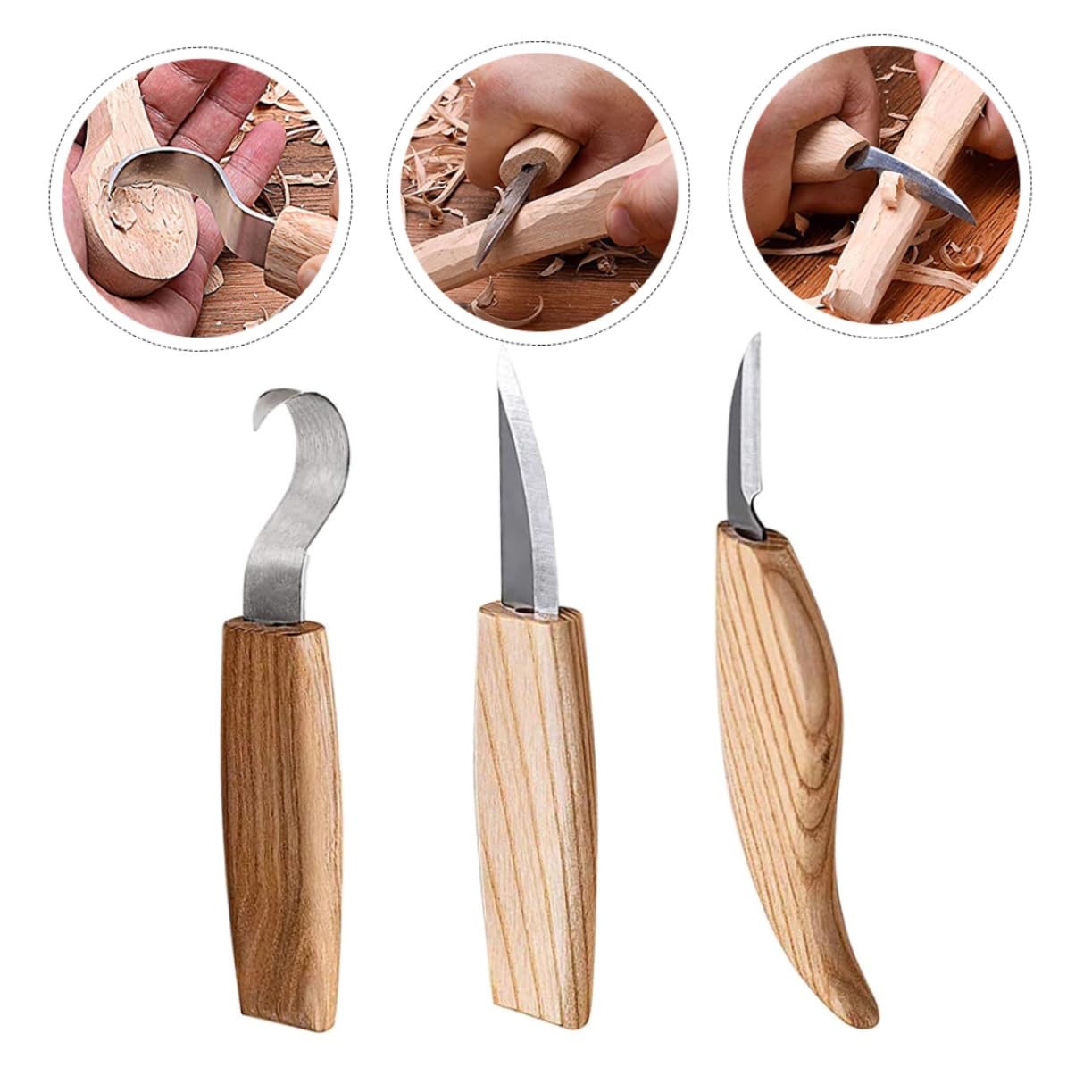 DOITOOL Set Coltelli Intaglio Legno 3 Pezzi con Supporto