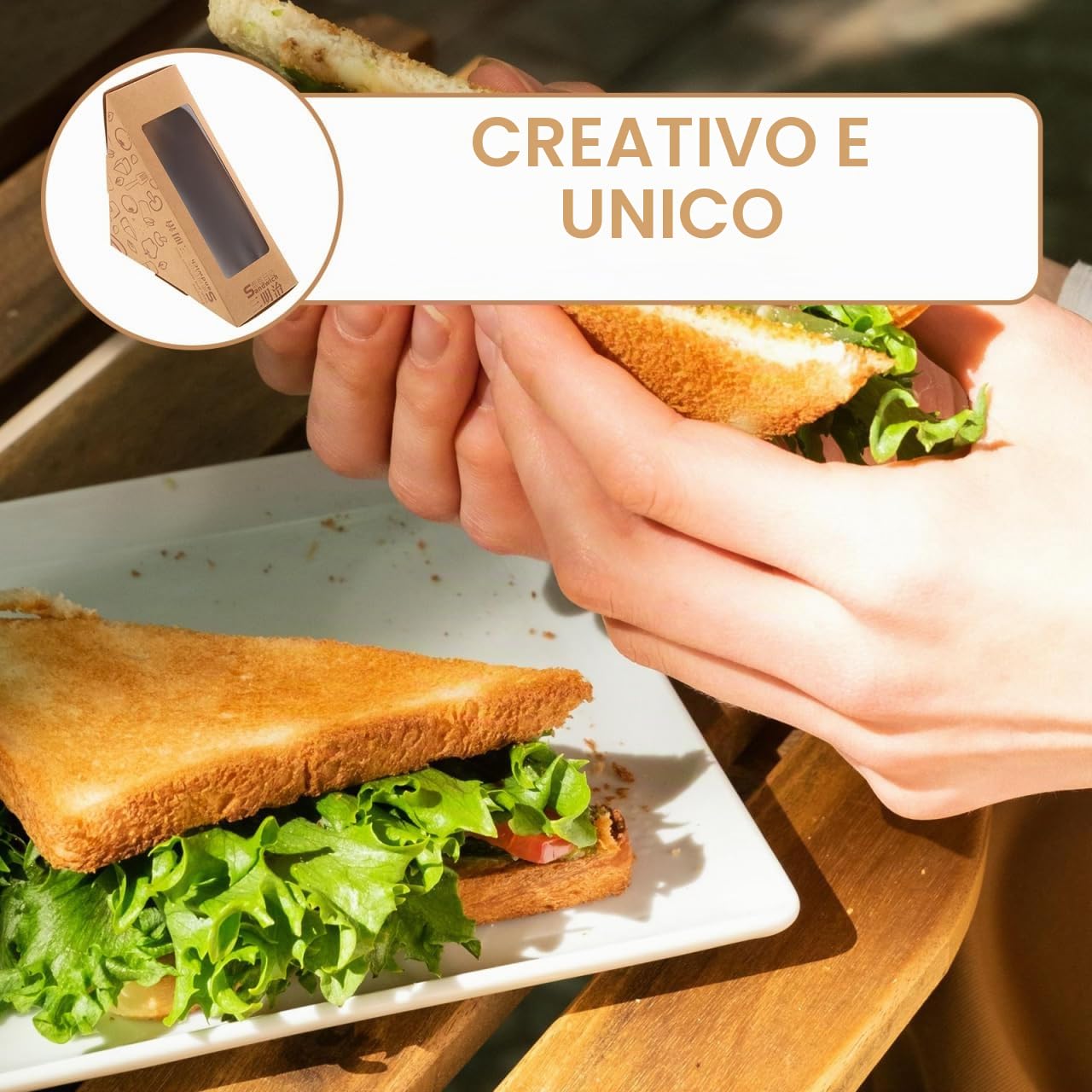 DOITOOL Scatole Sandwich con Finestra 100 Pezzi 12x12 cm