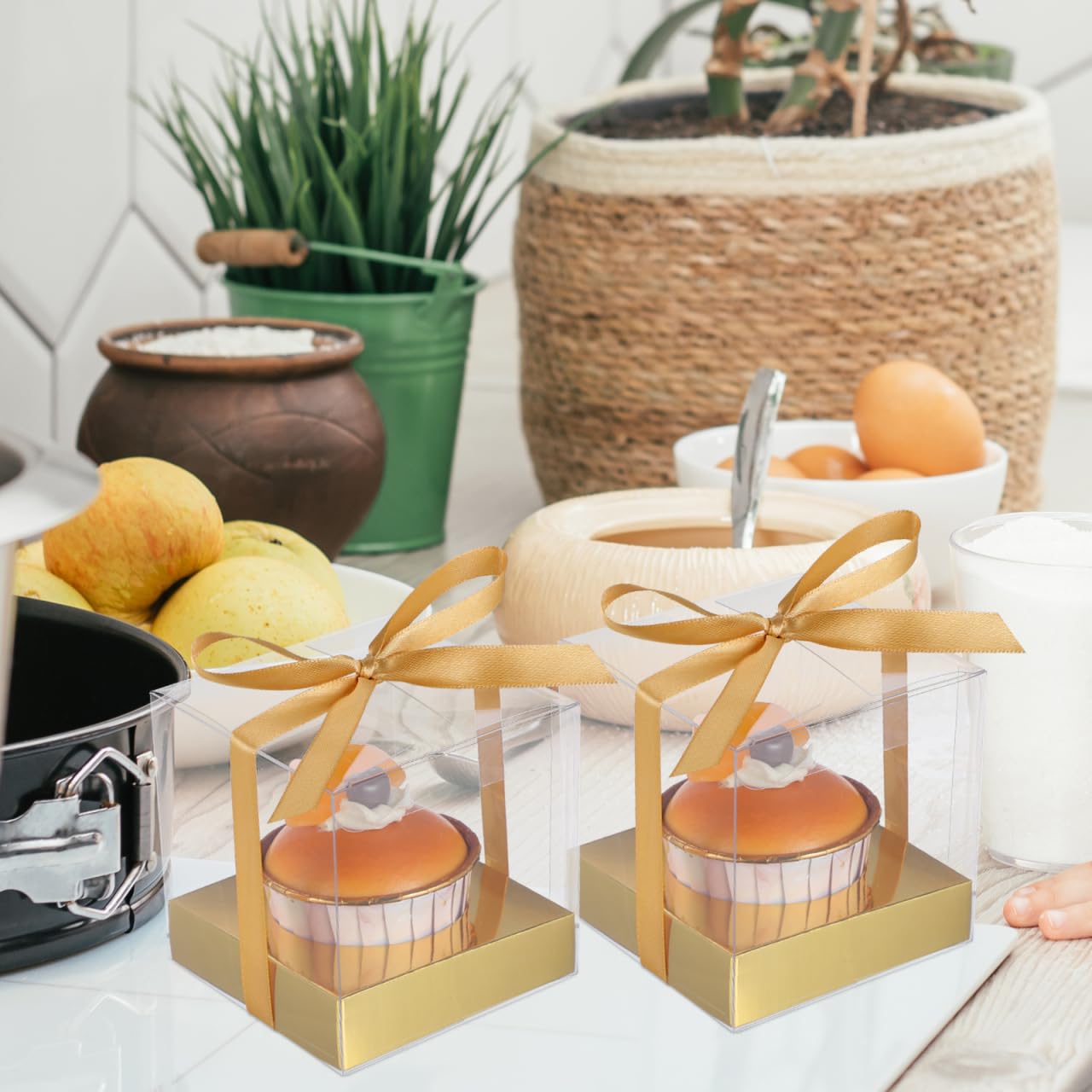 DOITOOL scatole cupcake singole trasparenti 12 pezzi oro