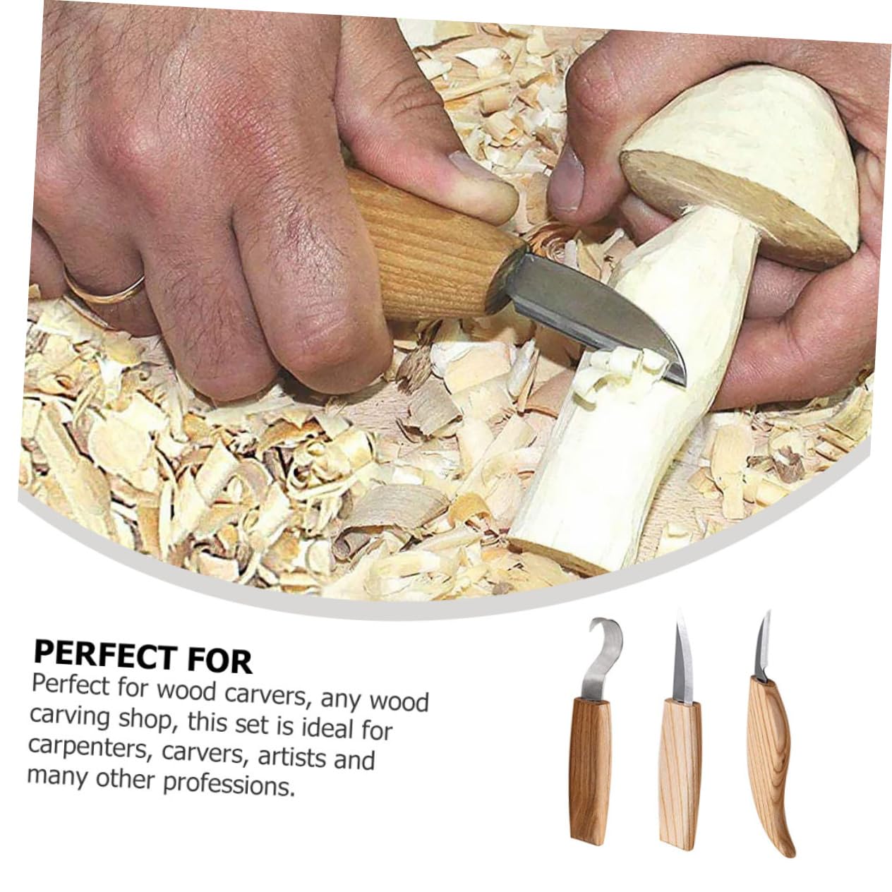 DOITOOL Set Coltelli Intaglio Legno 3 Pezzi con Supporto