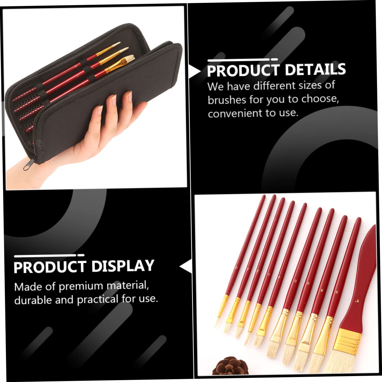 DOITOOL Set Pennelli Pittura Rossi 10 Pezzi Setola