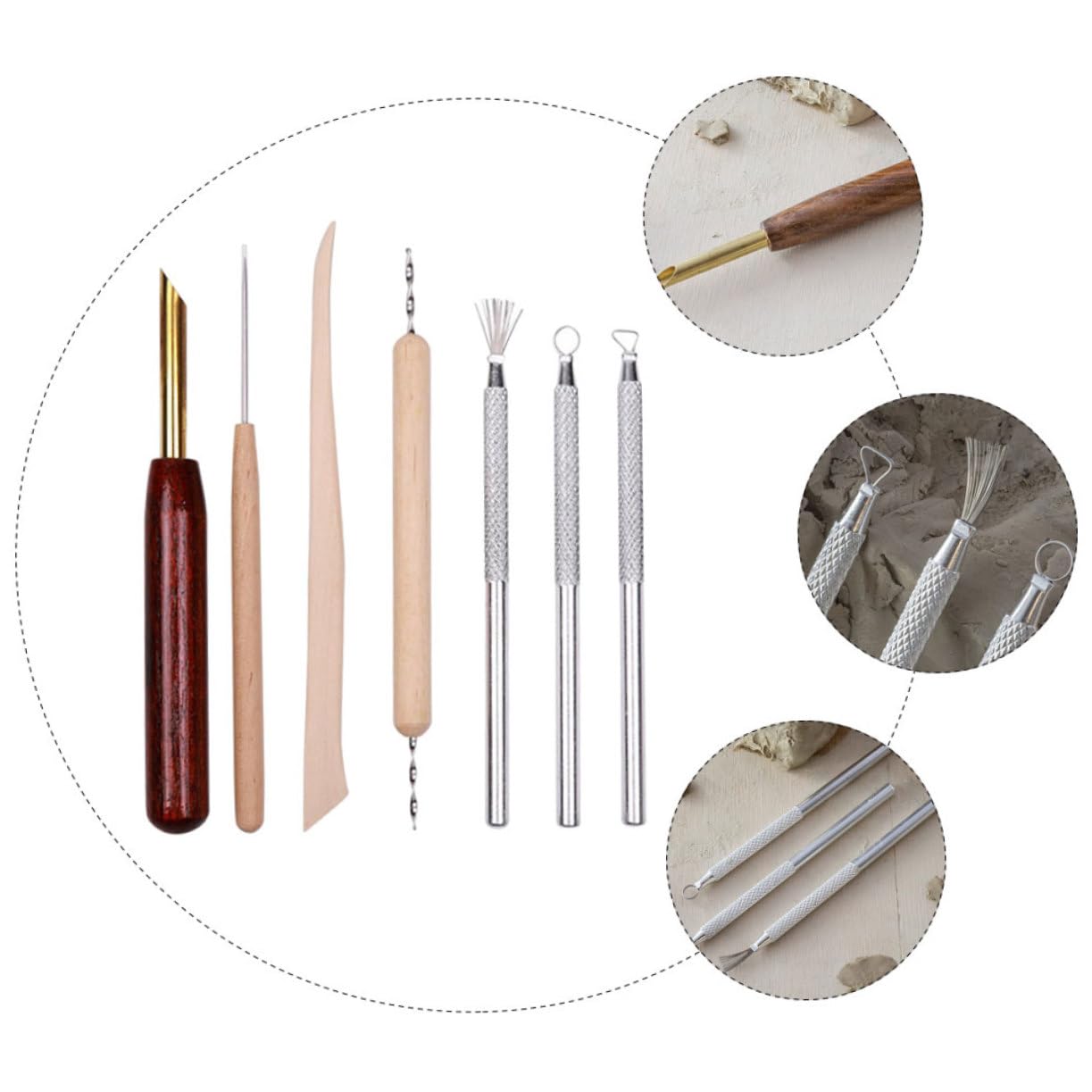 DOITOOL Set Attrezzi Argilla Ceramica 7 Pezzi Legno e Acciaio
