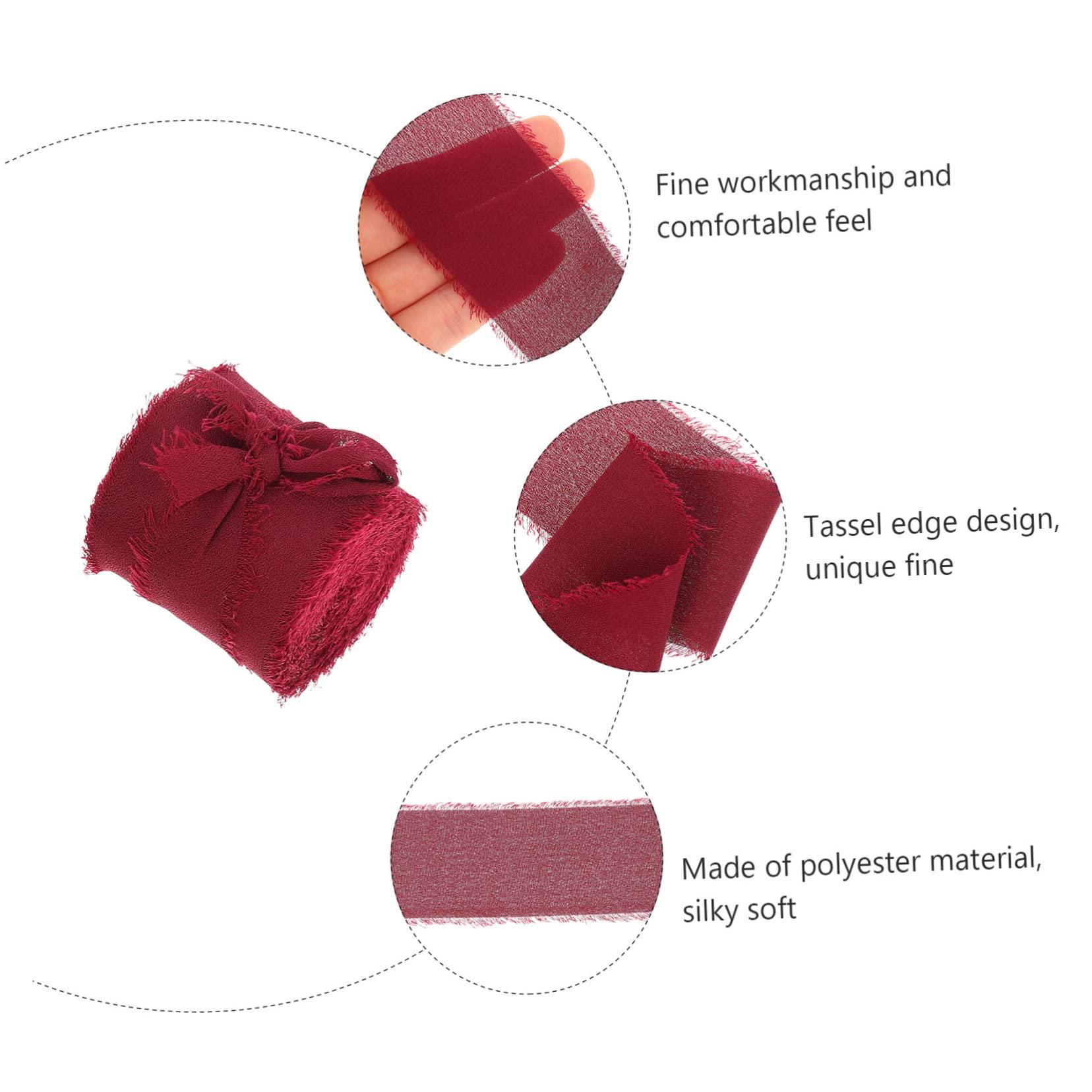 DOITOOL Nastri Chiffon Frange 3 Pezzi Blu Rosso Scuro
