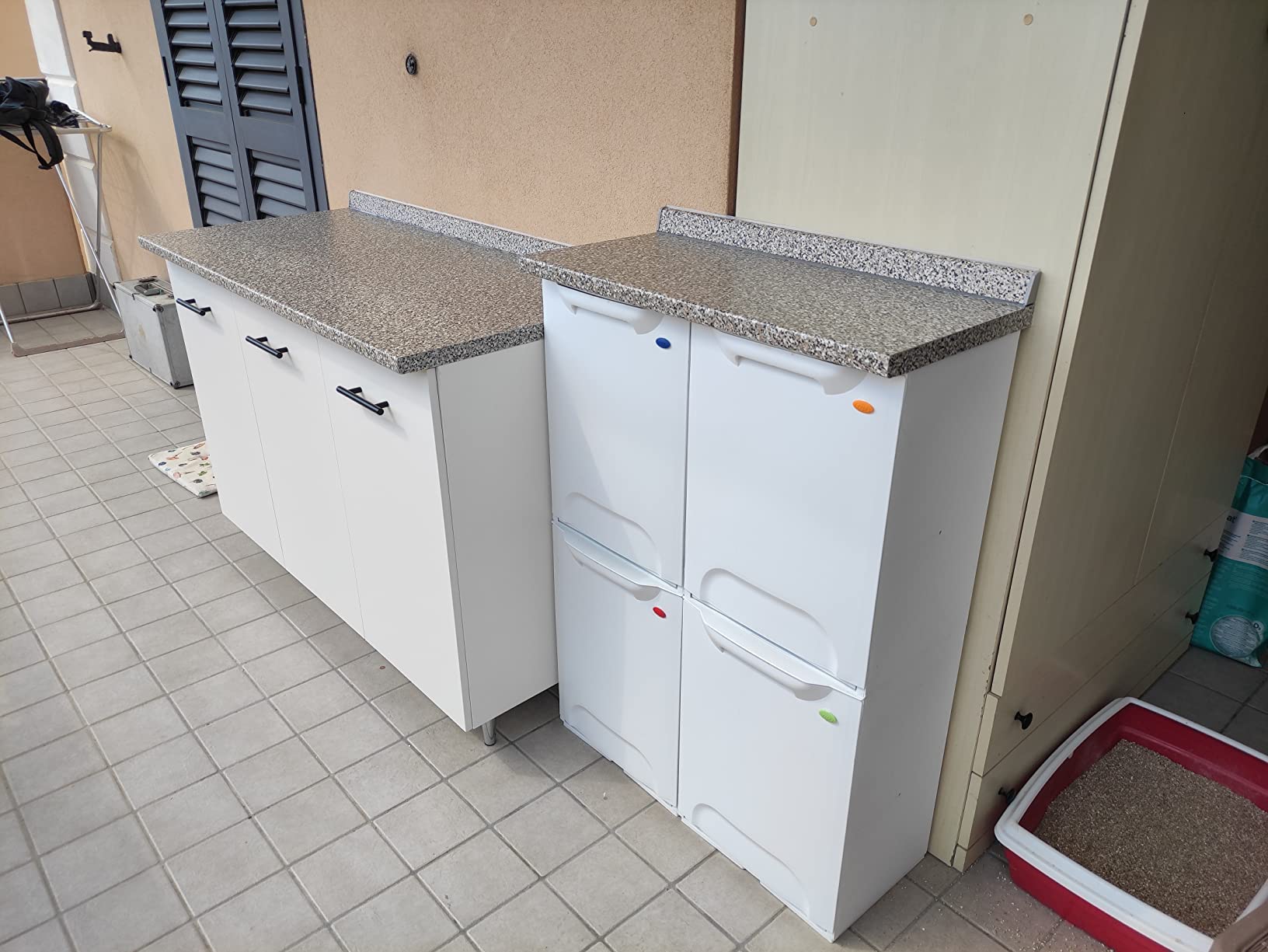 GrecoShop Binster pattumiera differenziata 4 moduli bianca