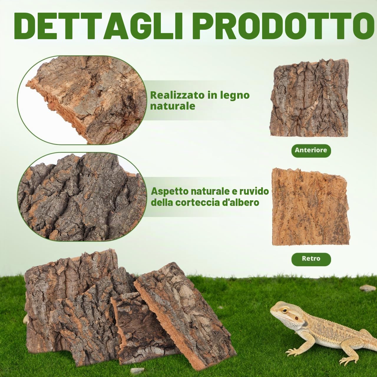 DOITOOL corteccia sughero terrario 4 pezzi marroni 13 cm