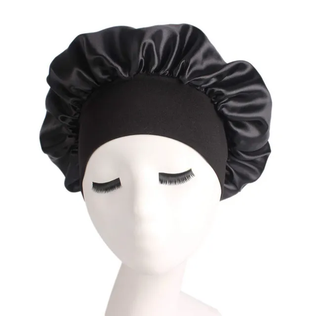 Saluaqui cuffia notte satin capelli ricci nera fascia larga