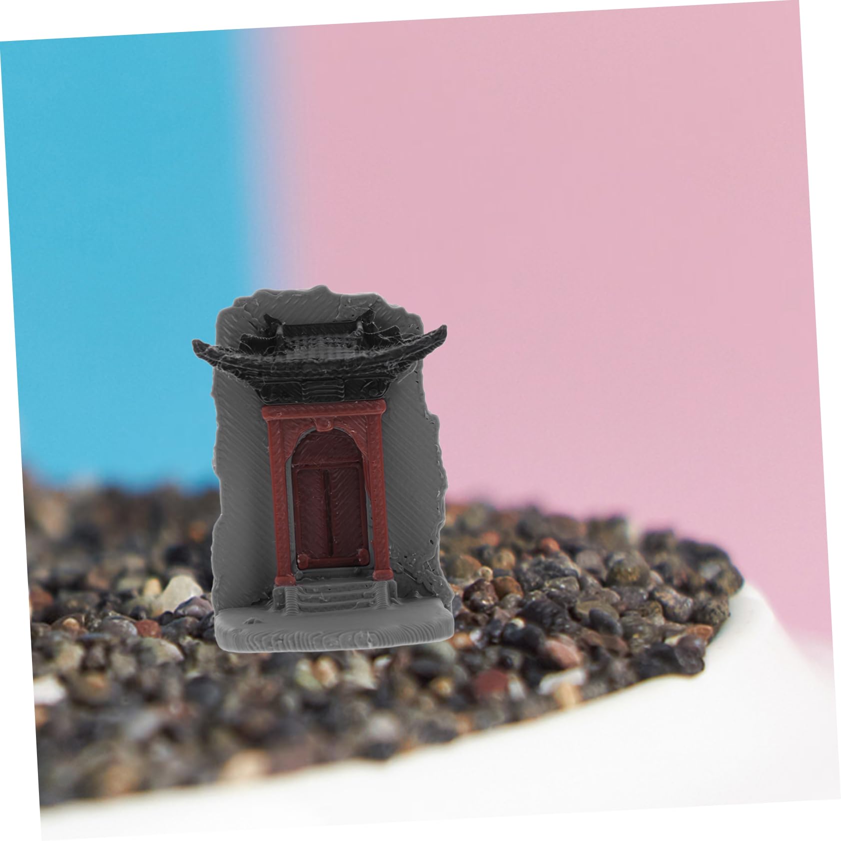 DOITOOL miniatura arco cinese statuetta resina grigia 4 cm