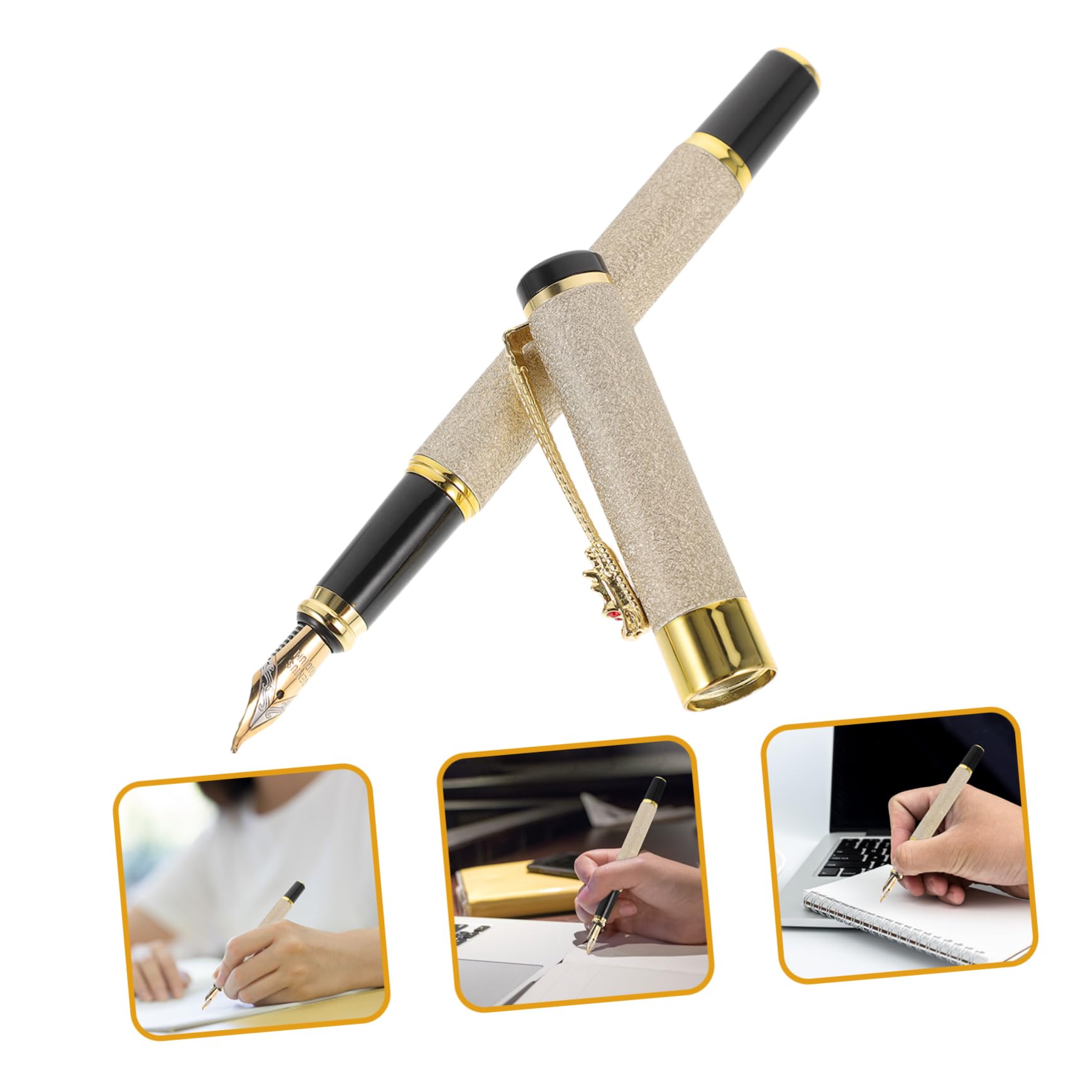DOITOOL Penna Stilografica Ferro Beige Punta 0,7 mm con Coperchio