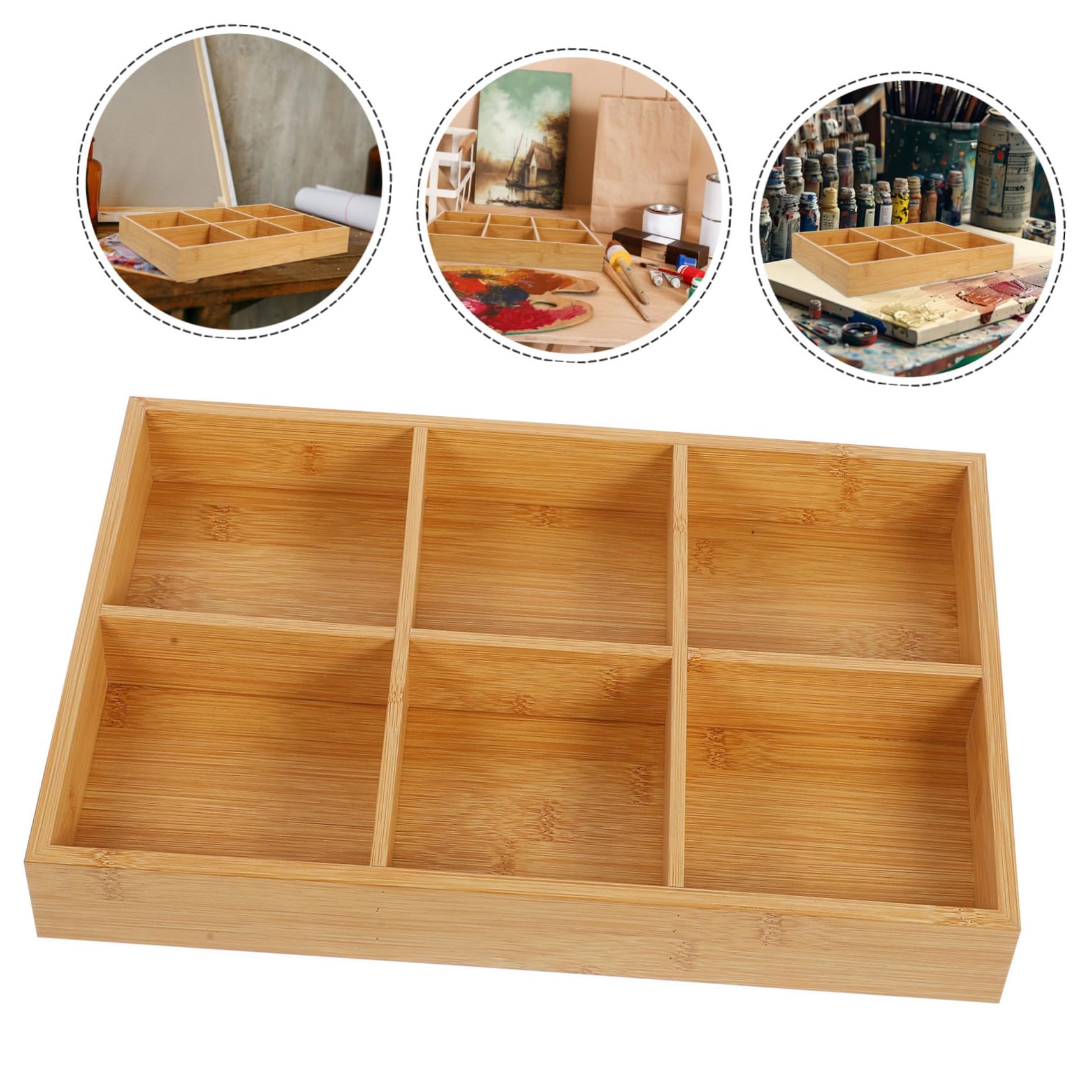 DOITOOL Vassoio Bambù 6 Scomparti 36,8x24,5 cm Organizer