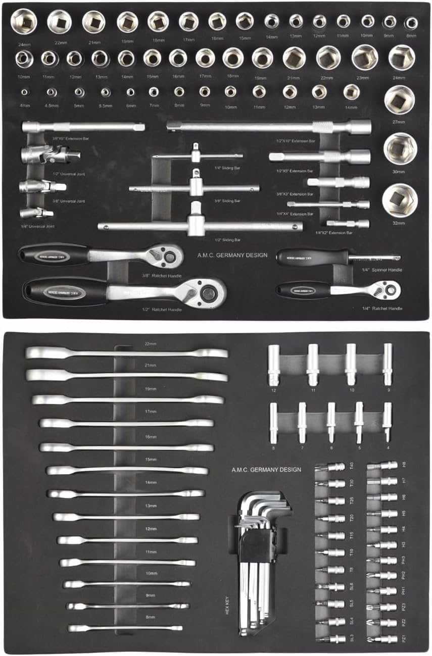 GrecoShop carrello attrezzi 428 utensili 6 cassetti con chiave