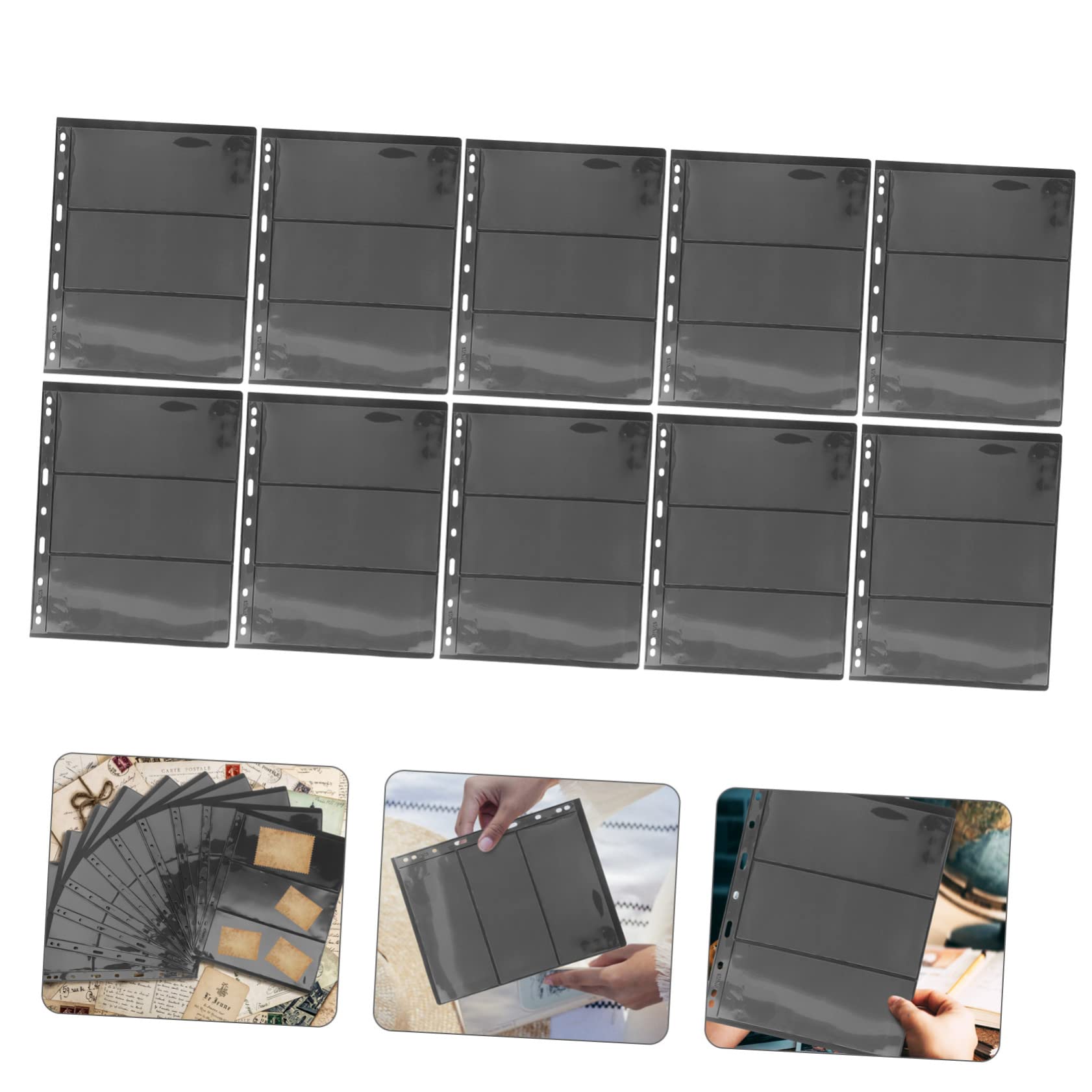DOITOOL Fogli Album Francobolli PVC 10 Pezzi Neri Trasparenti