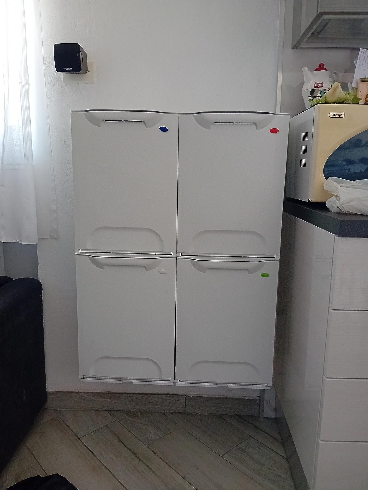 GrecoShop Binster pattumiera differenziata 4 moduli bianca
