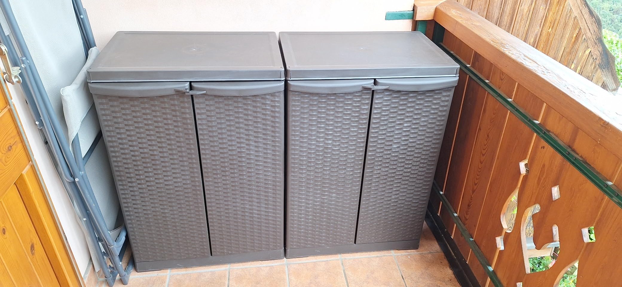 GrecoShop Polyrattan-line armadio basso resina wengè 65x45x93