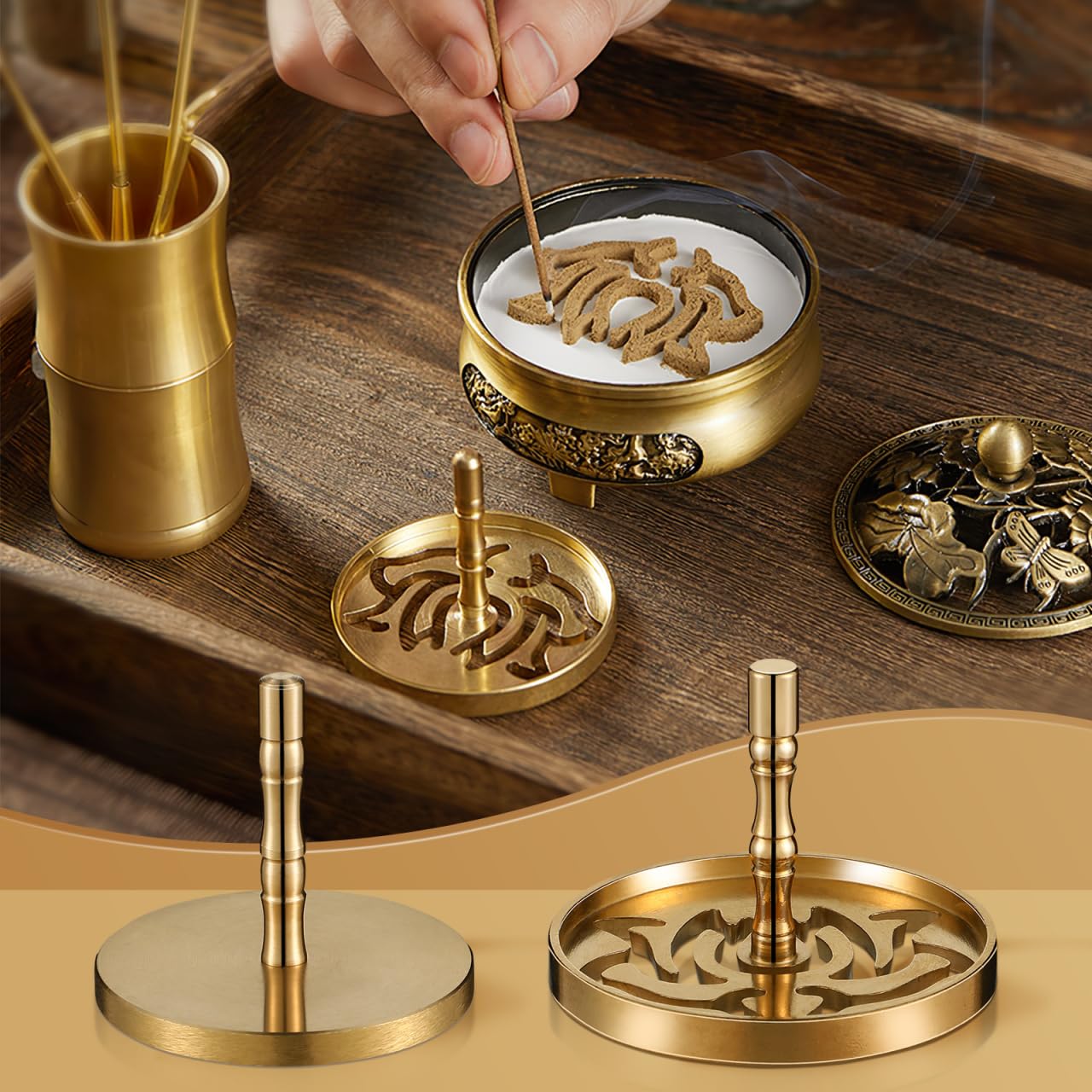 Doitool portaincenso ottone loto 5 pezzi kit