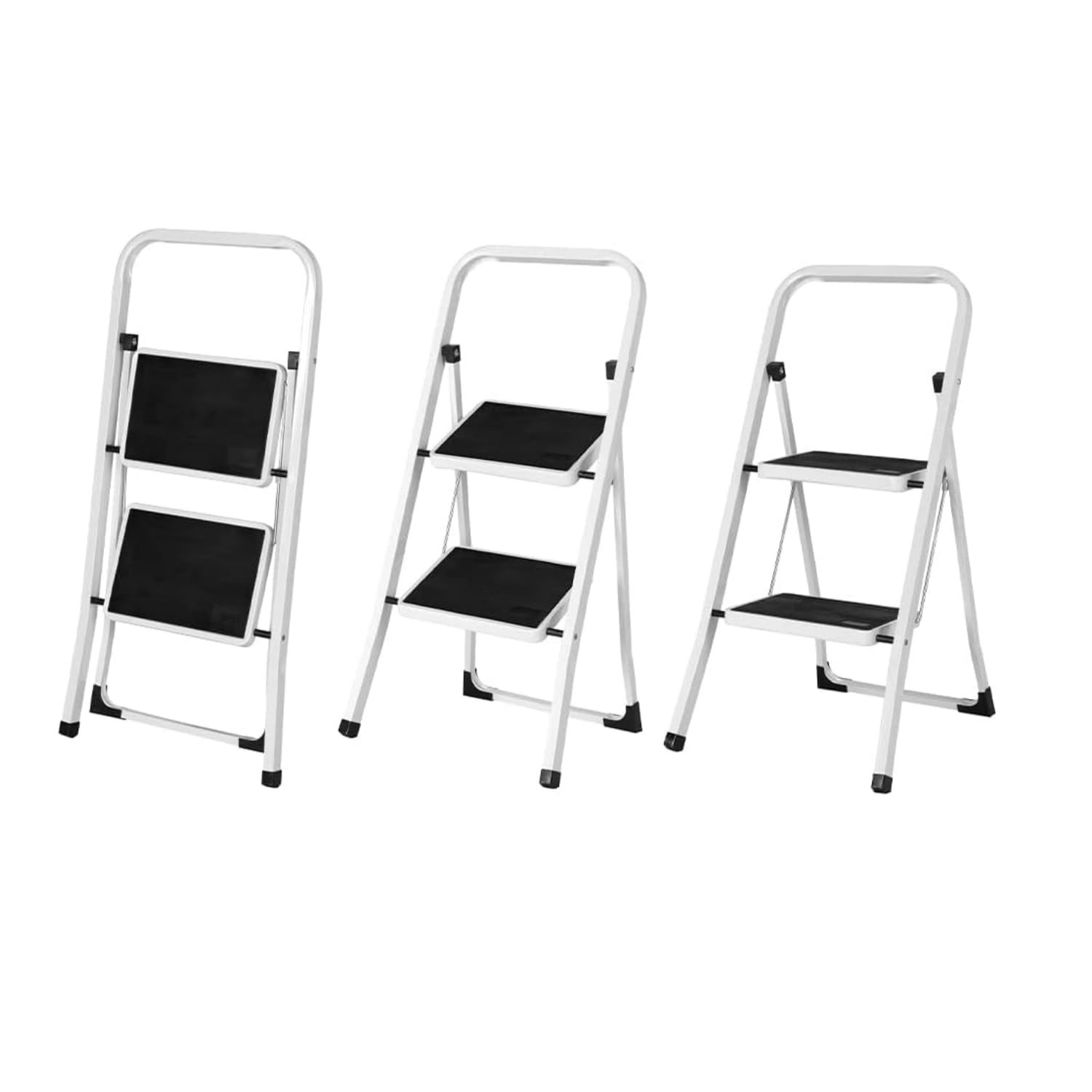 GrecoShop scaletta pieghevole 2 gradini antiscivolo 150 kg
