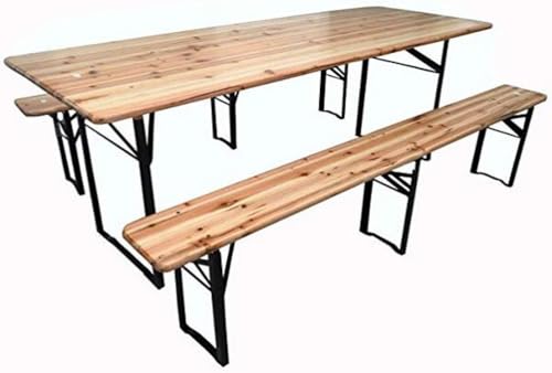 GrecoShop Set Birreria 220x70x76 Tavolo con Panche Legno 10 Posti