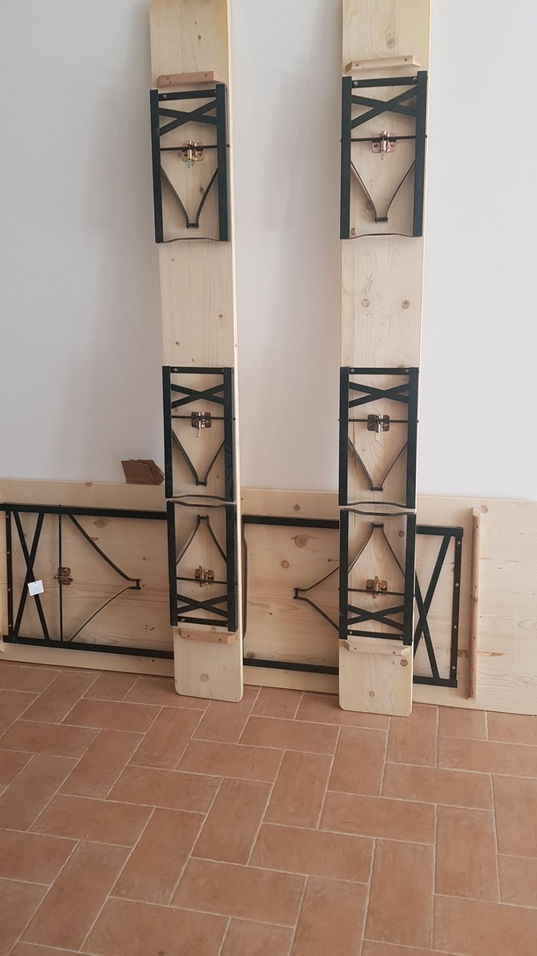 GrecoShop set birreria tavolo con panche legno 220 cm 10 posti
