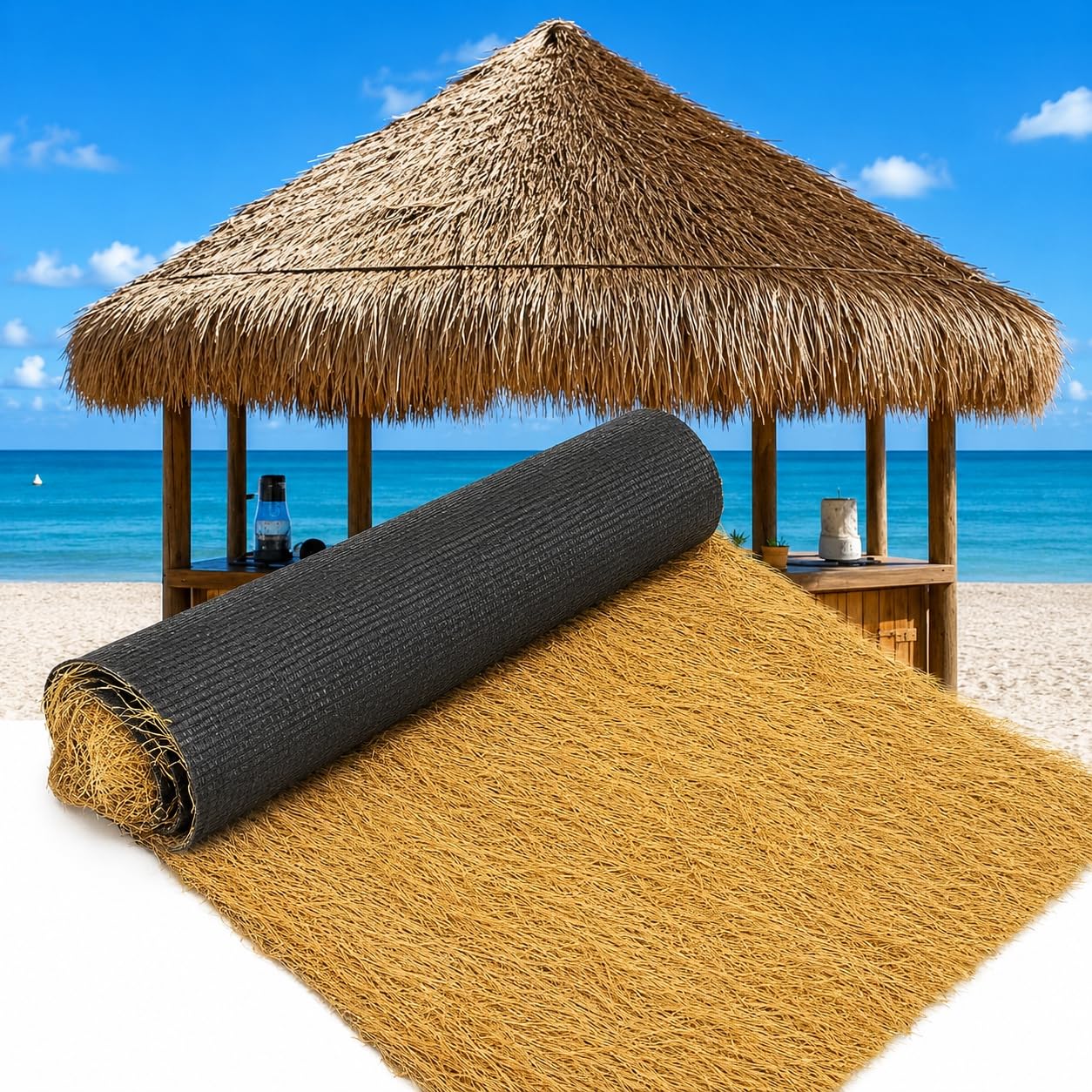 GrecoShop Copertura Paglia Sintetica 1x10 m Giallo Ocra