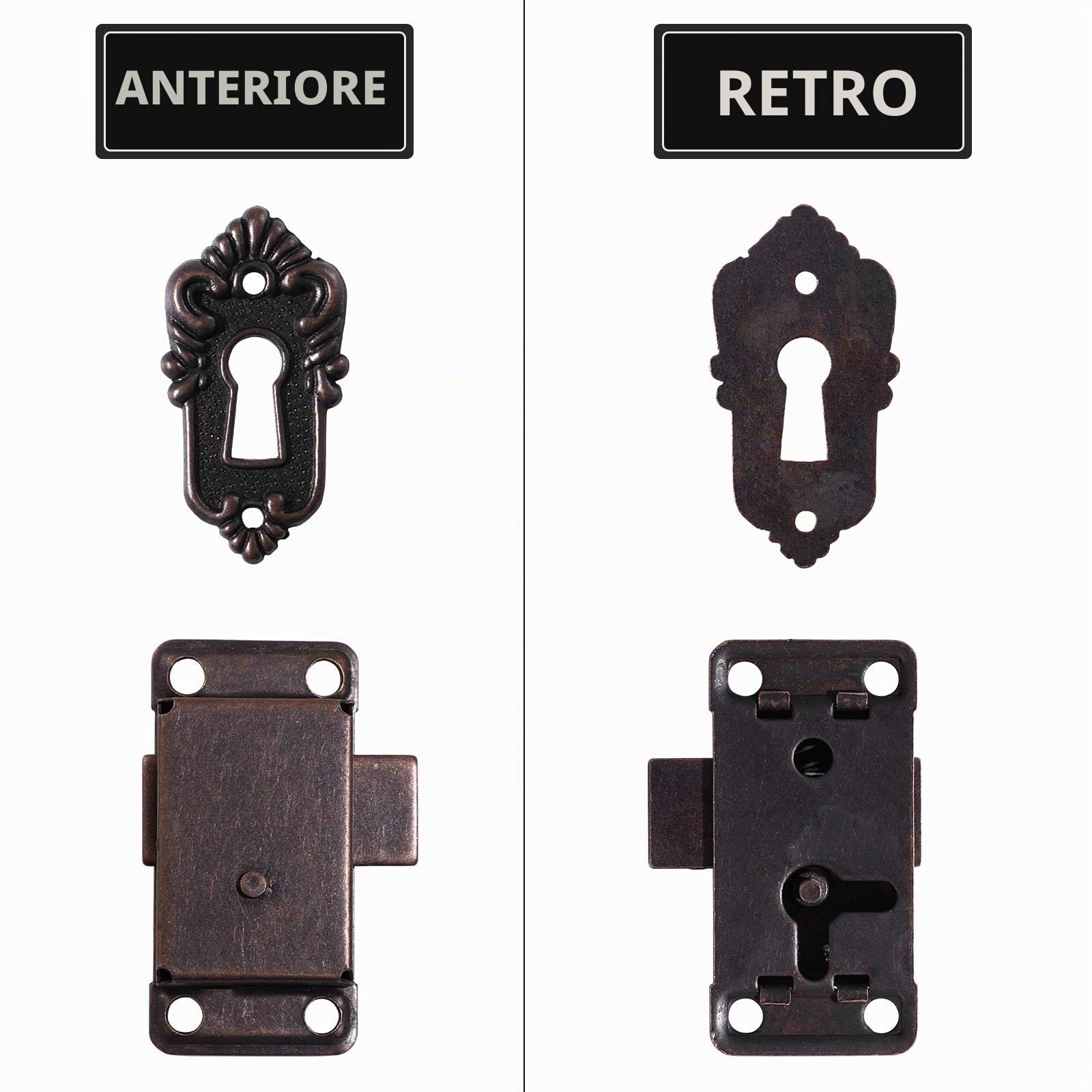 DOITOOL Serratura Armadio Antico Bronzo 2 Pezzi Vintage