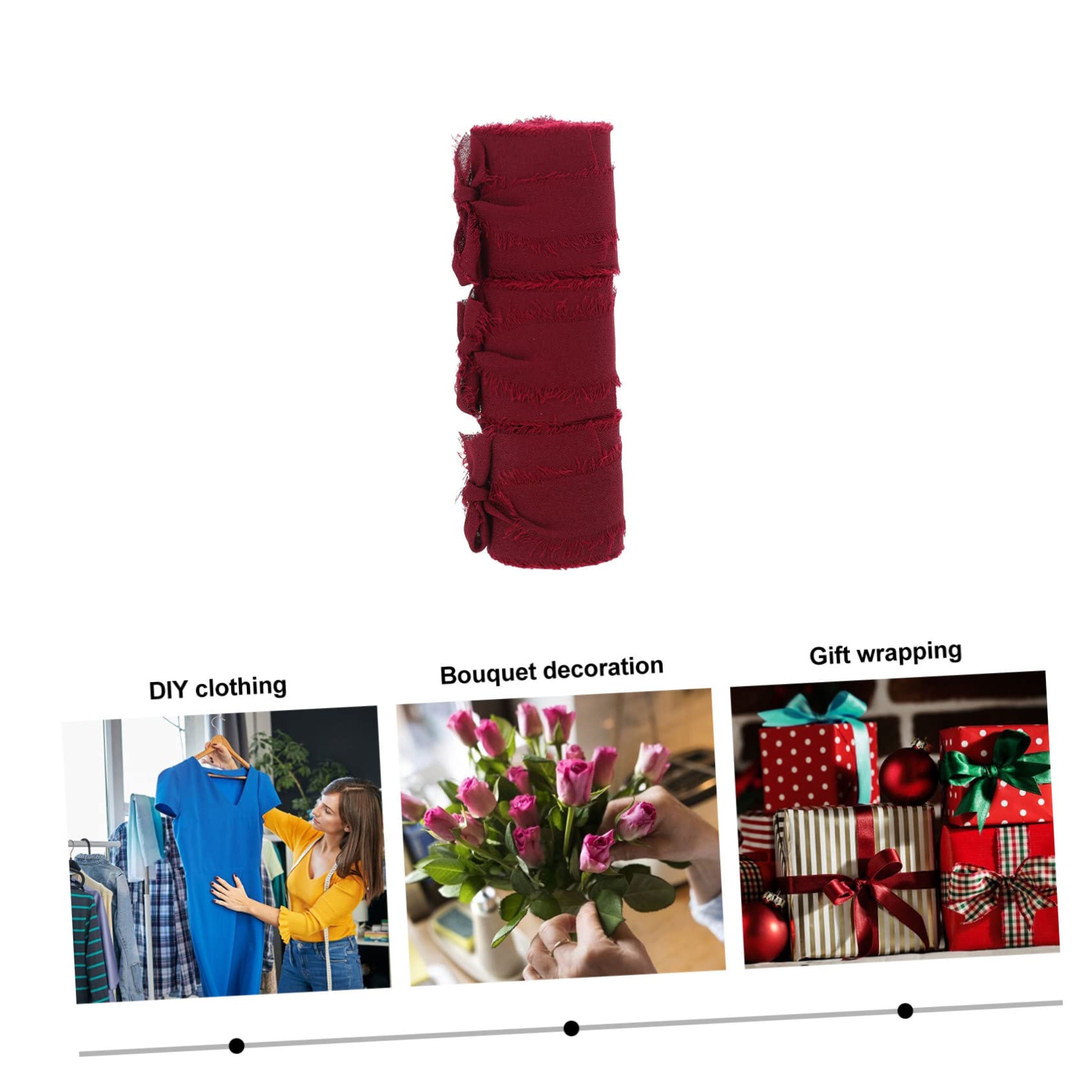 DOITOOL Nastri Chiffon Frange 3 Pezzi Blu Rosso Scuro