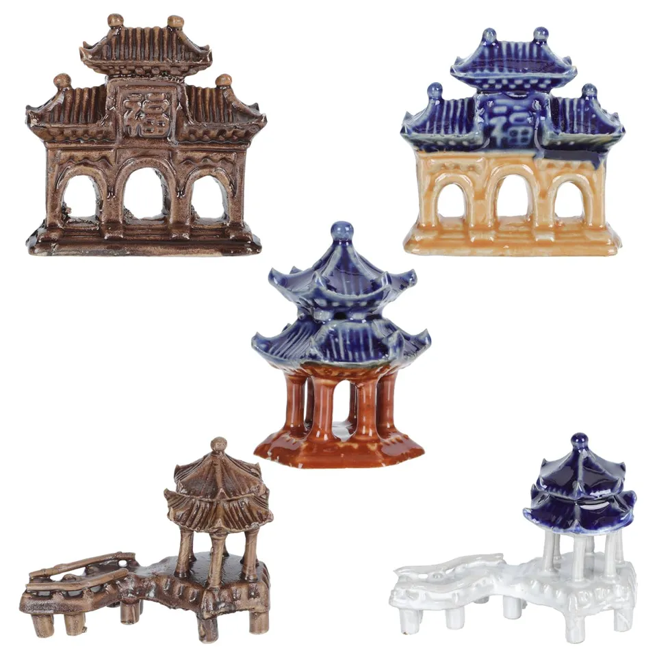DOITOOL mini pagode giardino zen 5 pezzi colorate 6,5 cm