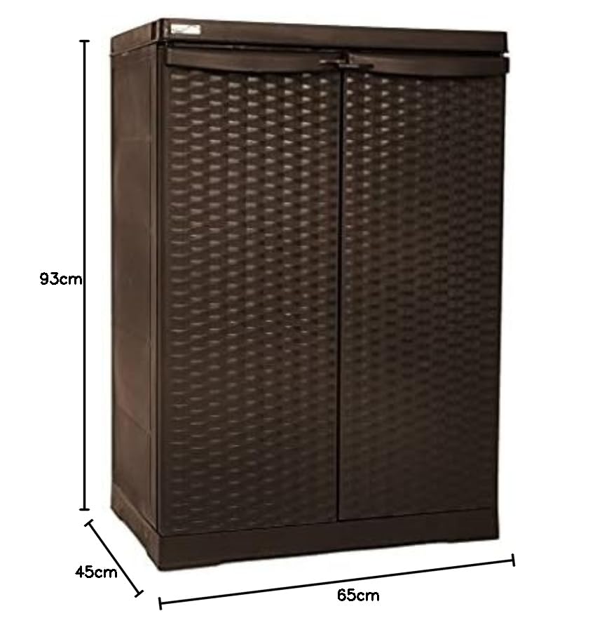 GrecoShop Polyrattan-line armadio basso resina wengè 65x45x93