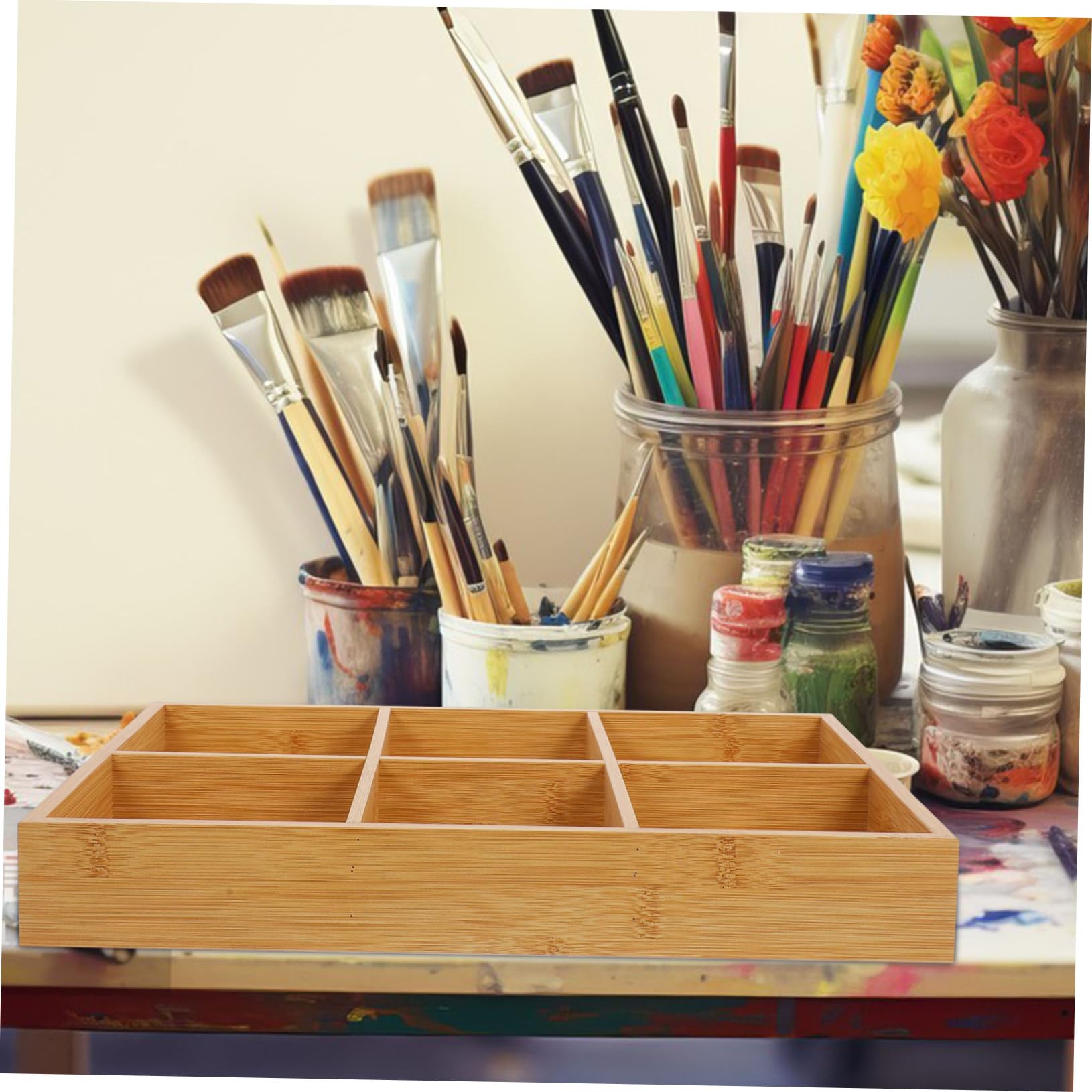 DOITOOL Vassoio Bambù 6 Scomparti 36,8x24,5 cm Organizer