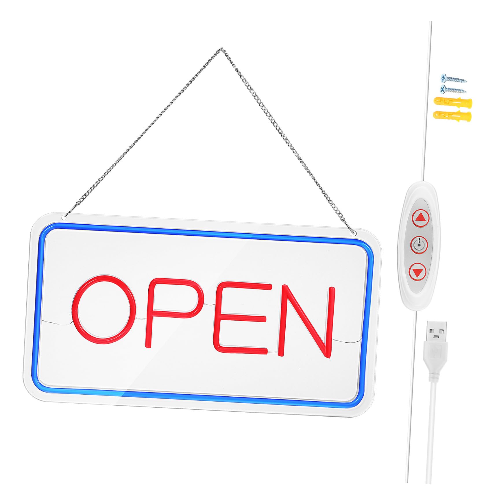 DOITOOL Insegna LED Aperto USB con Catena per Negozi