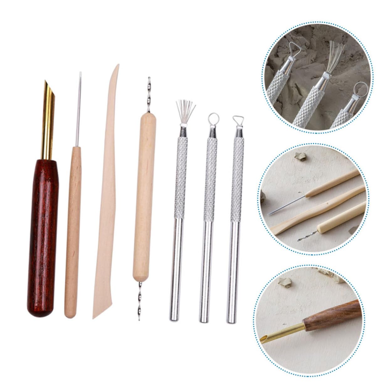 DOITOOL Set Attrezzi Argilla Ceramica 7 Pezzi Legno e Acciaio