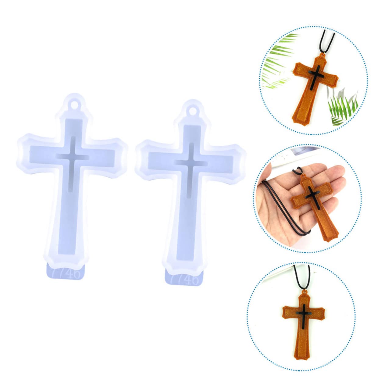 DOITOOL Stampo in Silicone Croce Ciondolo 2 Pezzi Bianco