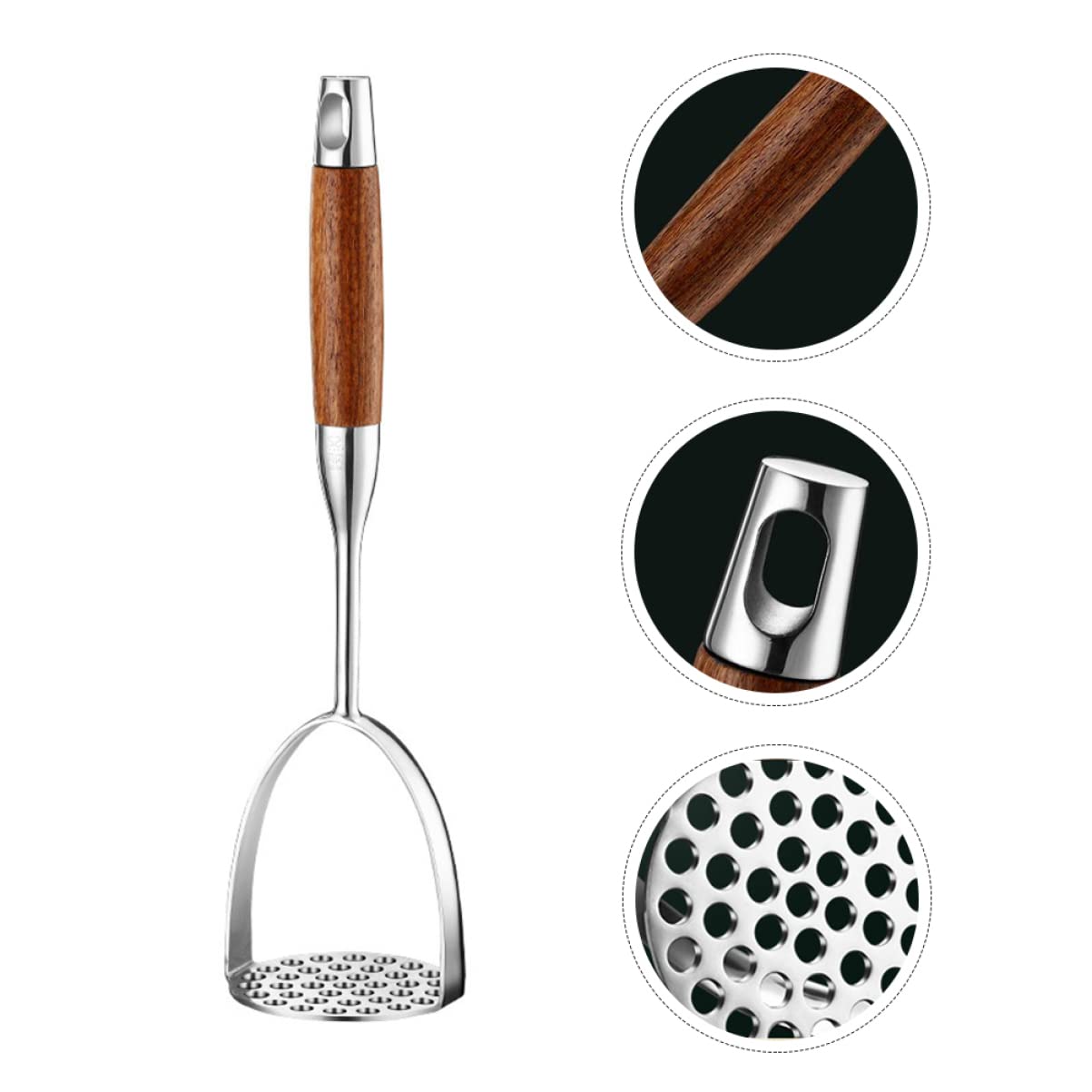 DOITOOL Schiacciapatate Manuale in Acciaio Inox con Manico in Legno