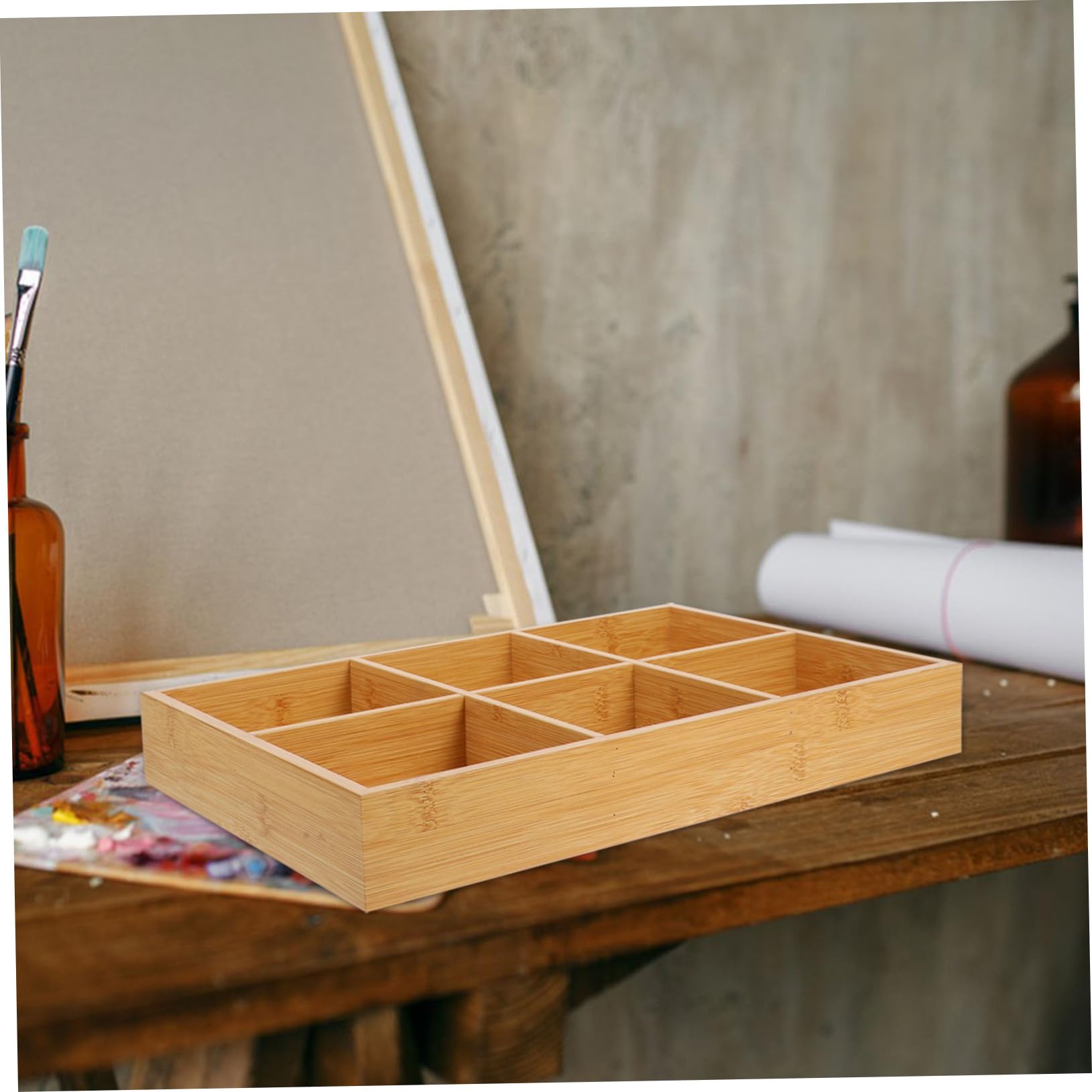 DOITOOL Vassoio Bambù 6 Scomparti 36,8x24,5 cm Organizer