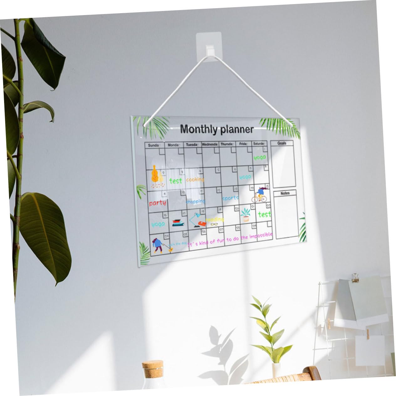 DOITOOL Calendario Mensile Frigo Acrilico 30x20 con 6 Pennarelli