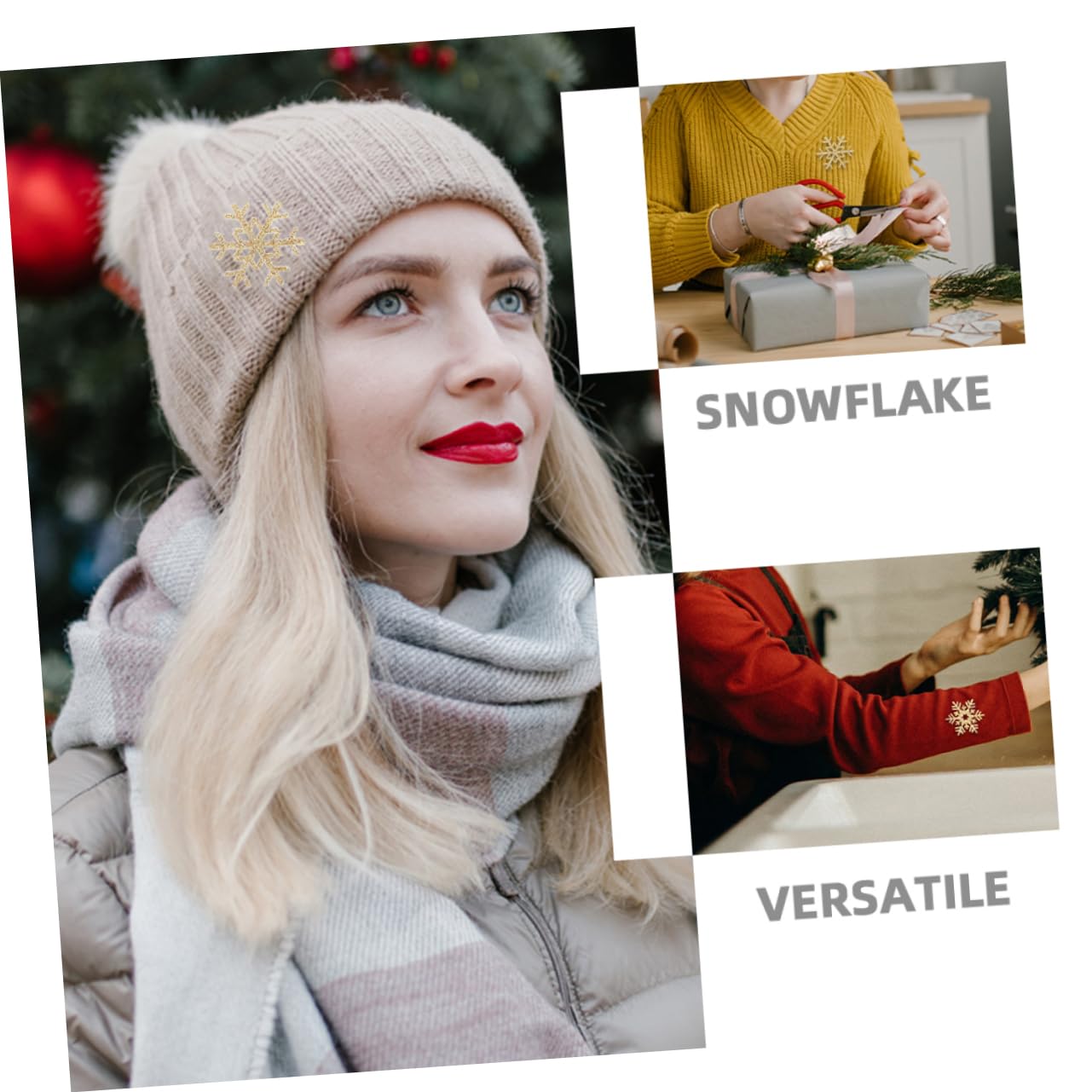 DOITOOL Toppe Fiocco Neve Oro Tessuto Ricamato 20 Pezzi
