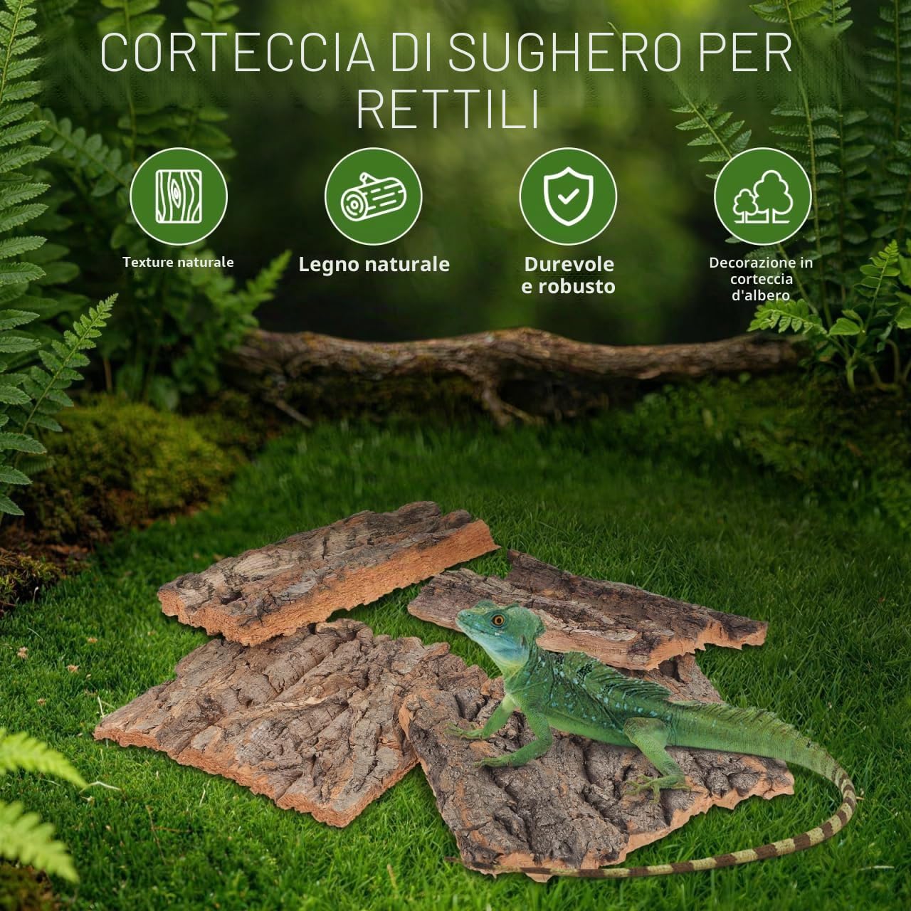 DOITOOL corteccia sughero terrario 4 pezzi marroni 13 cm