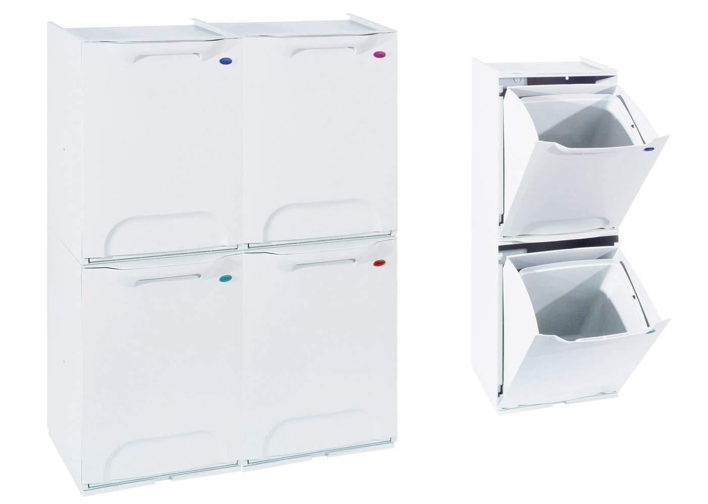 GrecoShop Binster pattumiera differenziata 4 moduli bianca
