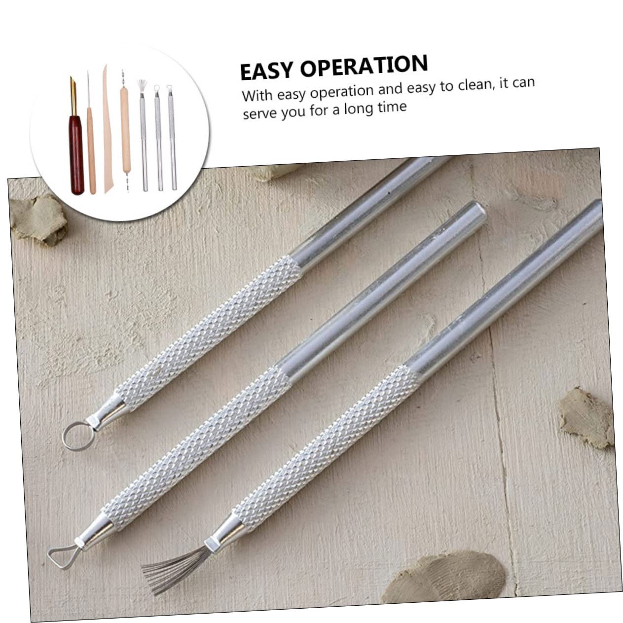 DOITOOL Set Attrezzi Argilla Ceramica 7 Pezzi Legno e Acciaio