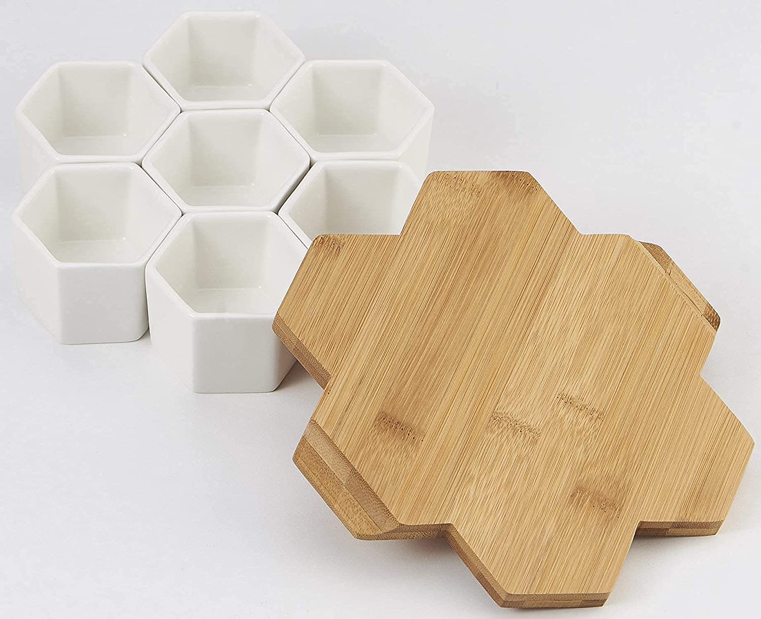 Yexati Flowerplus vasetti ceramica bianchi esagonali 7 pezzi
