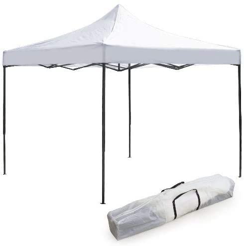 GrecoShop gazebo pieghevole 3x3 m bianco impermeabile fisarmonica