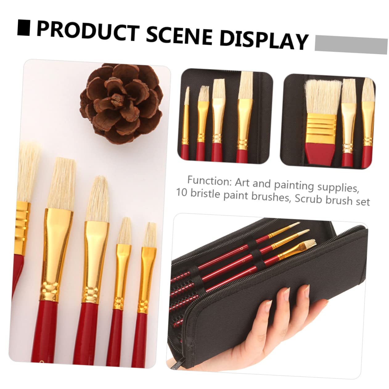 DOITOOL Set Pennelli Pittura Rossi 10 Pezzi Setola
